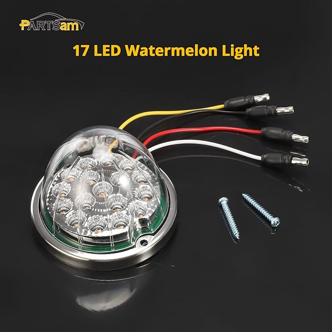 Partsam 1Pc Dual Revolution LED Watermelon Light, Amber Turn Signal and Marker to Purple Auxiliary Light for Truck, Surface Mount, with Stainless Steel Bezel