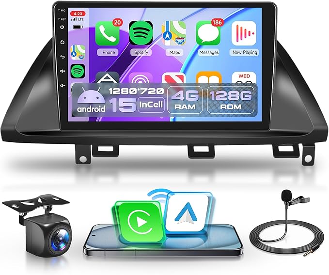 4Core 4G+128G Android 15 Car Stereo Radio for Honda Odyssey 2005-2010, Rimoody Wireless Carplay Andorid auto Mirror Link 10'' INCELL Touchscreen GPS WiFi Bluetooth 5.0 FM/RDS EQ-32 SWC Backup Camera
