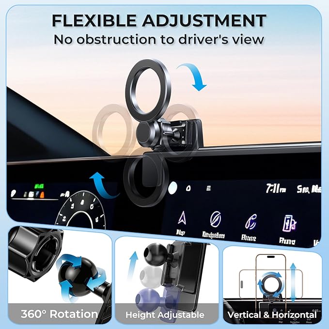 Car Phone Holder for KIA Sportage 2025 2024 2023 (Only for 12.3-Inch Screen, Not for 2026+) 360° Rotation Magnetic Cell Phone Mount, Compatible with Magsafe, Does Not Affect Air Vent