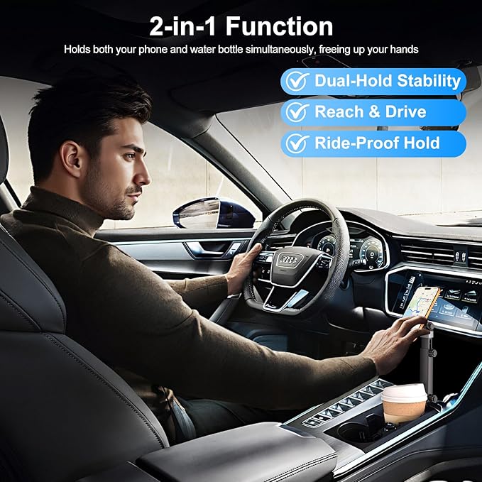 Vitog 2-in-1 MagSafe Car Mount, 2026 Hands Free Phone Holders for Your Car, Strong Magnetic Cup Holder Phone Holder for iPhone 17-12 Pro Max, Samsung & More Smartphones, Universal for Truck/SUV/Tesla