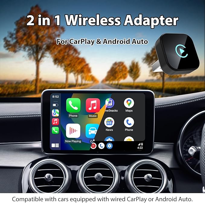 Sunweyer S40 Super Mini CarPlay Adapter Wireless Android Car Kit - for Vehicles with Factory Wired CarPlay, Auto Connect Wireless Adapter