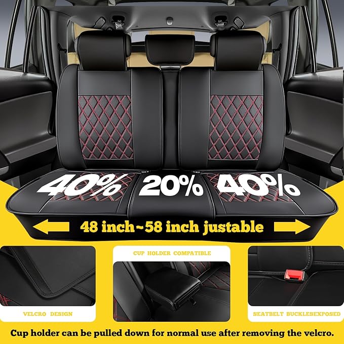 LINGVIDO Car Seat Covers Full Set (5 Seats) - Premium Perforated Nappa Leather, Waterproof Shield, Omni-Adapt Fit SUVs Sedans, Ultimate Family & Pet Protection
