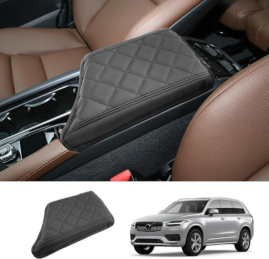 2023 2024 2025 XC90 Center Console Cover for Volvo XC90 (Core/Plus/Ultra/Ultimate/Recharge), Waterproof&Comfy Leather Cushion 2024 Console XC90 Armrest Cover 2025 XC90 Accessories (Padded)