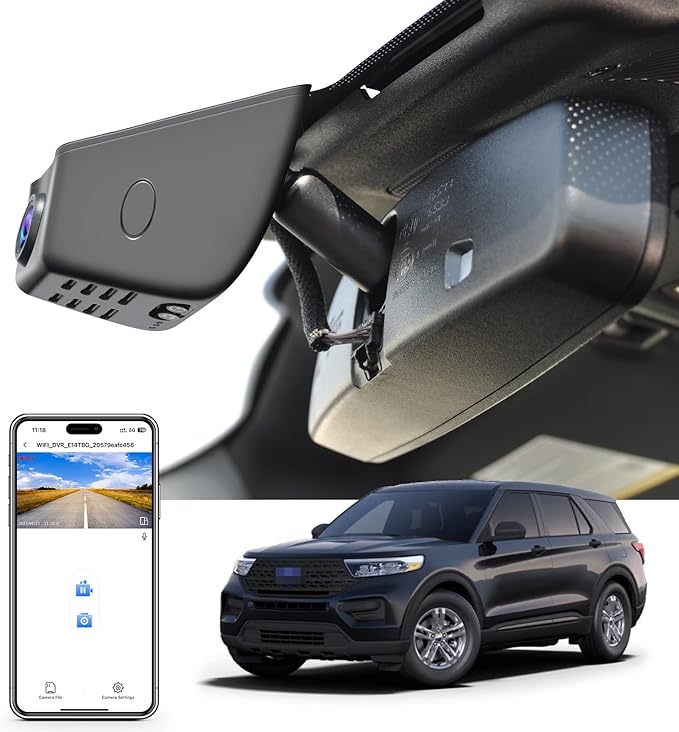 Mangoal 4K Dash Cam for Ford Explorer U625 2020 2021 2022 2023 2024, Base XLT ST_Line Limited Timberline Platinum King Ran(Model A), UHD 2160P Video, WiFi & App, Loop Recording, 64GB Card