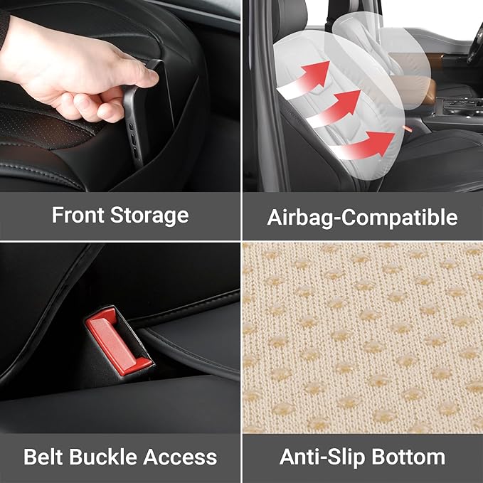 Coverland Custom Fit Car Seat Covers for Car Compatible with [2004-2008 Toyota Solara Coupe] Premium Leather Non-Slip Memory Foam Waterproof Interior Protector [Full Set Black- Size Chart X65]