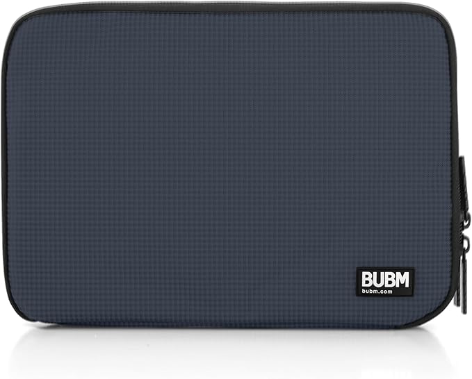 BUBM Double Layer Electronic Accessories Organizer, Travel Gear Bag for Cables, USB Flash Drive, Plug and More, Perfect Size Fits for iPad Mini (Medium, Dark Blue)