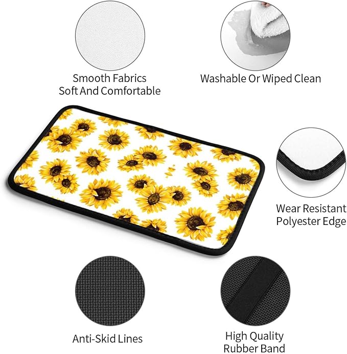Car Armrest Cover Auto Center Console Pad Arm Rest Cushion Soft Car Accessories Universal for Most Vehicle (Floral Sunflower Pattern Design)