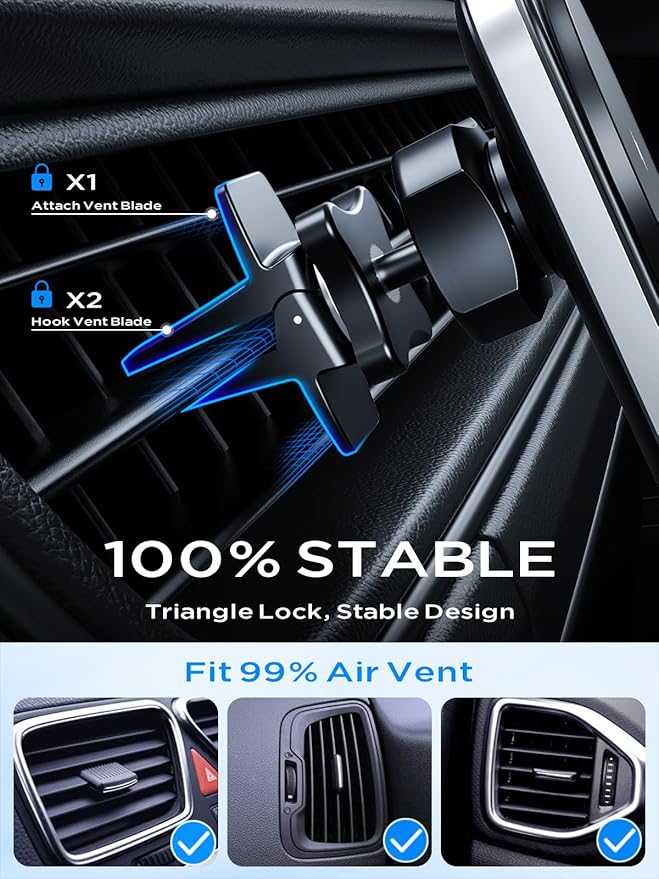 Hinyx for MagSafe Car Mount Charger, 15W Magnetic Wireless Car Charger Vent Dash Charging Phone Holder Mount for iPhone 15 14 13 12 11 Pro Max Plus Mini Xr Xs, Samsung, Google, LG, etc