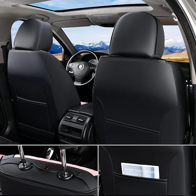 FLORICH Leather Seat Covers Pink Car Seat Covers Full Set Car Seat Protectors 5 Seats Driver Seat Covers Fit for Most Cars Trucks SUV