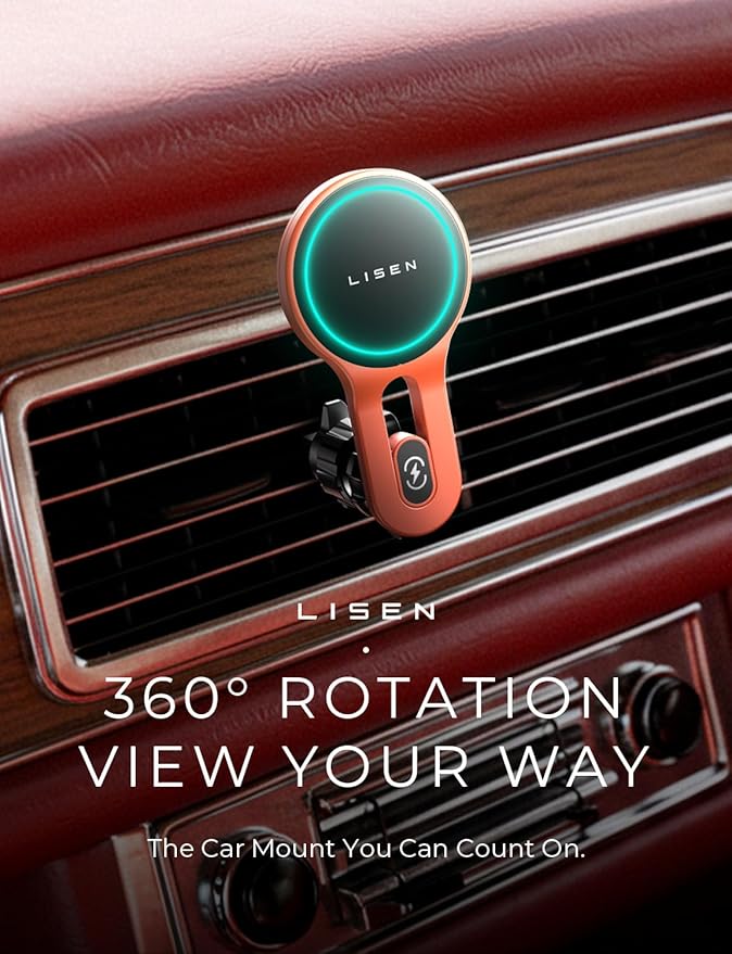 LISEN for 15W MagSafe Car Mount Charger, [Safer & Faster] Vent Magnetic Wireless Car Charger, Car Vent Phone Mount Charger Fits iPhone 16 Pro Max Plus 15 14 13 12, Samsung with MagSafe Case, Red