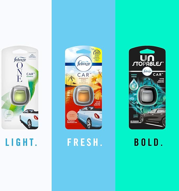 Febreze Car Pet Odor Eliminator, Air Freshener Vent Clip, Up to 30 Days Freshness, Fresh Scent, 2 Count