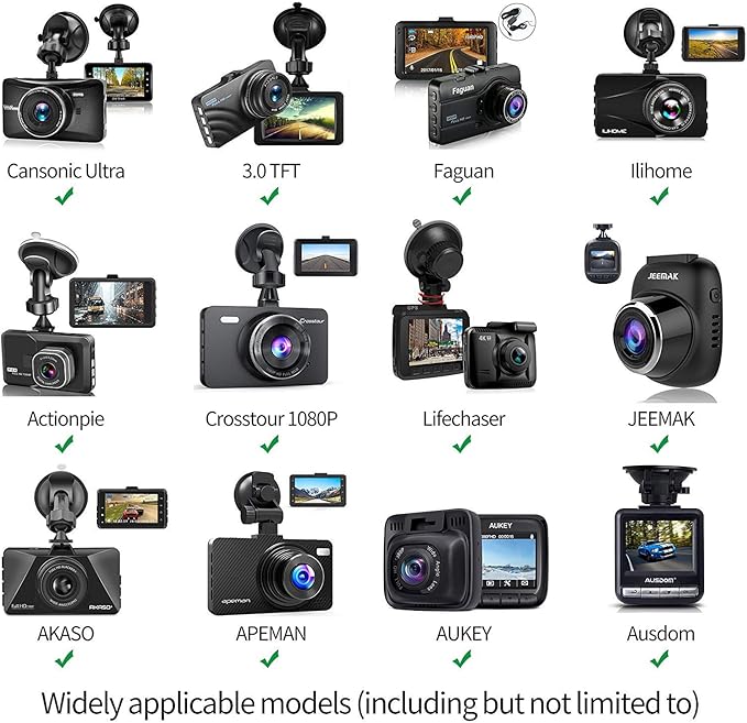 TiToeKi Dash Cam Suction Mount with 15+ Swivel Ball Adapters Compatible with Rexing V1, UGSHD, Falcon F170, KDLINKS, Vantrue, APEMAN, Z-Edge, Roav, Old Shark, YI, Peztio, UGSHD and Most Dash Cameras