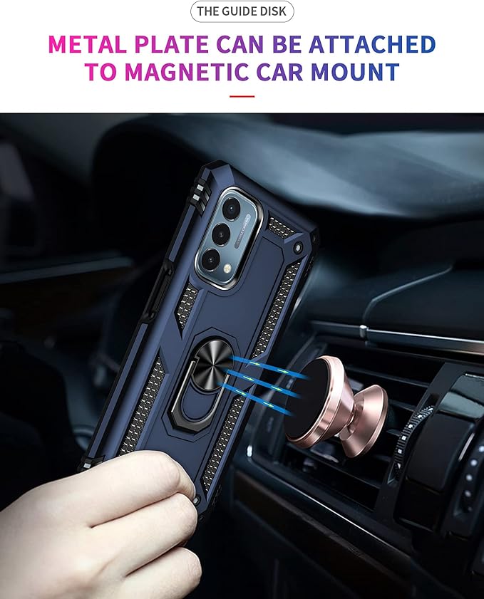 for OnePlus Nord N200 5G Case,with Screen Protector,[Military Grade] 16ft. Drop Tested Cover with Magnetic Kickstand Car Mount Protective Case for OnePlus Nord N200 5G, Blue