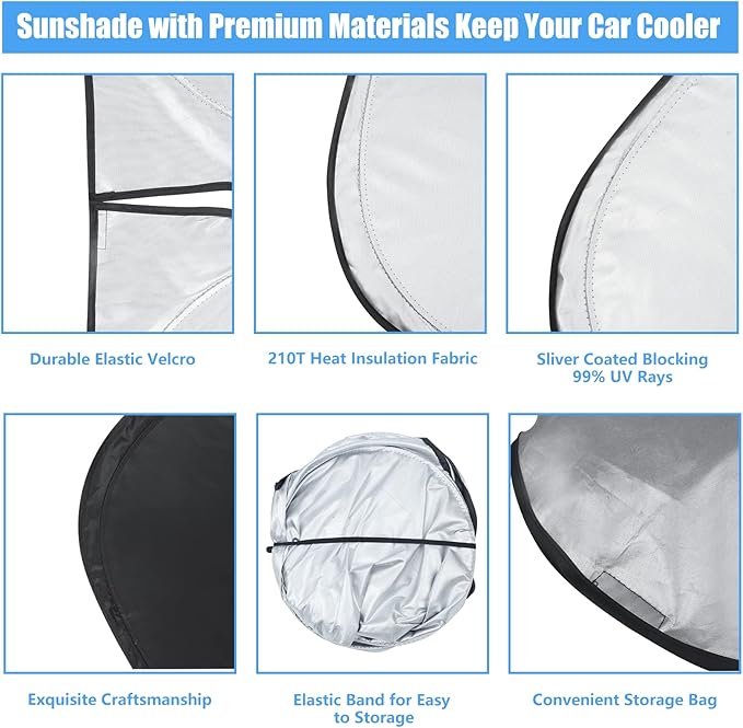 Upgraded Windshield Sun Shade Fit 2021 2020 2019 2017 2016-2007 Toyota Tundra Limited SR5 Platinum TRD Pro Pickup Front Window Sunshade Truck Accessories Sun Visor UV Protector Heat Shield Cover