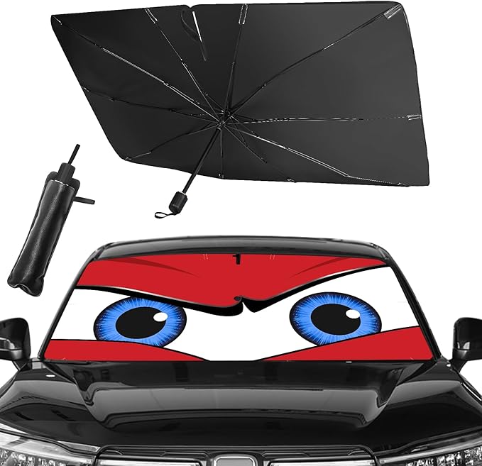 Upgraded Car Windshield Sun Shade Umbrella, Car Shade Front Windshield Sun Shade, Foldable Umbrella for Block UV Rays & Sun Heat Protection, 57"X31"