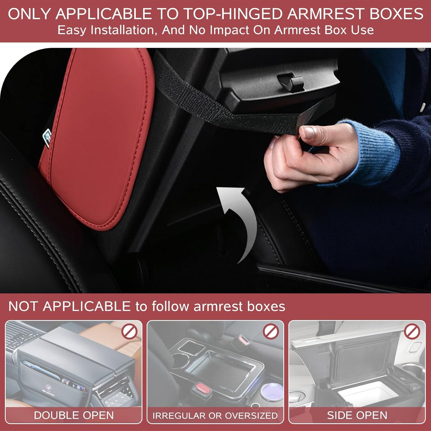 5 in 1 Car Armrest Storage Box for Center Console, Armrest Cushion Cover for Car with 2 Cup Holders Storage Bags, Tissue Box, Phone Slot, Premium Memory Foam with Nappa Leather, 14.2*7.9*2.8in, Orange