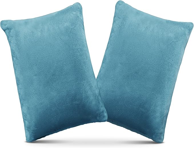 2 Pack Small Pillow, Memory Foam Mini Pillow 11 X 7 Inches for Travel, Sleeping, Nap and Neck, Knee, Lumbar Support, Tiny Cushion for Pet, Dogs (Lake Blue)