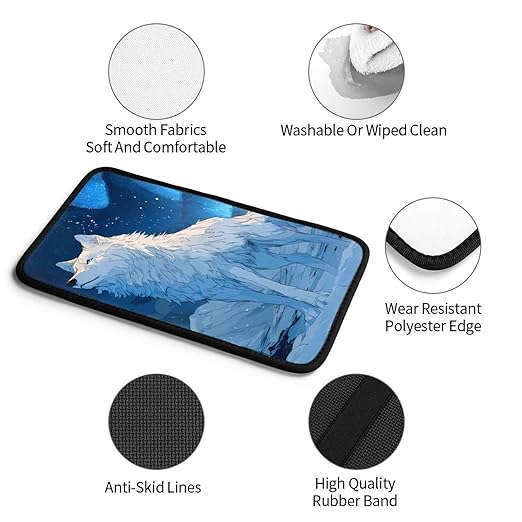 White Wolf Stands On The Snow Car Auto Armrest Cushion Cover Accessories Center Console Seat Box Pad Protector Universal Decoration for Most Vehicle SUV Truck