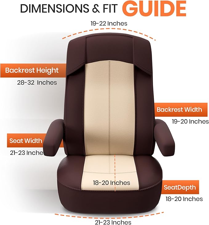 VALUN RV Seat Covers (Brown 2 Pack) – Captains Chair Seat Covers for RV Captain Chair & Motorhome Chairs, Universal Fit RV Chair Covers for Camper, Trailer, Van, Protects Against Dirt, Spills & Wear