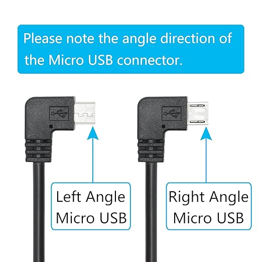 Dash Cam Micro USB Power Cable 11FT, Right Angle 90 Degree Micro USB with Dual USB Port Fast Power Supply, for 12V-24V Car and Truck Dash Cam, GPS Navigator, MP3 Player and Other USB Devices