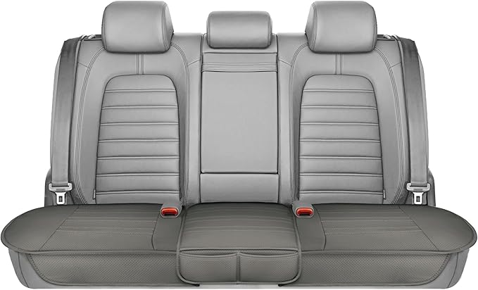 Motor Trend Rear Seat Protector for Cars, SUVs & Trucks – Nappa Leather Bench Cover Protector - Car Seat Cover for Kids, Pets & Baby - Durable Back Seat Protector, Gray Universal Fit Bottom Coverage