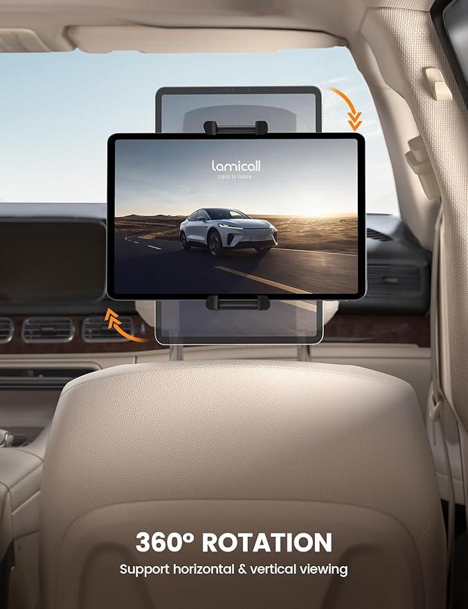 Lamicall 2 Pack Tablet Holder for Car Headrest - [Thick Case Friendly] Car Tablet Mount for Backseat, Road Trip Essentials for Kids, for iPad Pro, Air, Mini, Galaxy, Fire HD, 6.1-13" Tablets