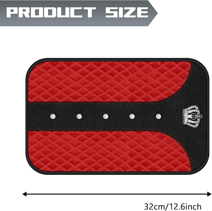 Red Bling Car Console Cover Hot Red Arm Rest Center Console Cushion Pad, Universal Anti-Slip Leather Armrest Box Decor Protector with Crystal Sparkling Rhinestone Car Accessories(Red)