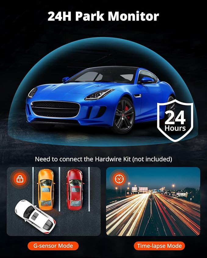 Kingslim E4 4K Dash Cam Front and Rear, WiFi Front 4K Rear 1080P Dual Dash Camera for Cars, Mini Dashcam with APP Control, Night Vision, Parking Mode