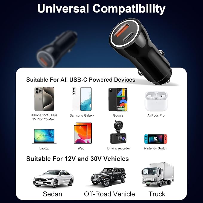 iPhone 17 16 15 Car Charger, [Apple MFi Certified] USB C Car Charger 43W Fast Charging with 3.3 FT Type C to C Cable, USB Car Adapter for iPhone 17/17 Pro/17 Pro Max/Air/16/15