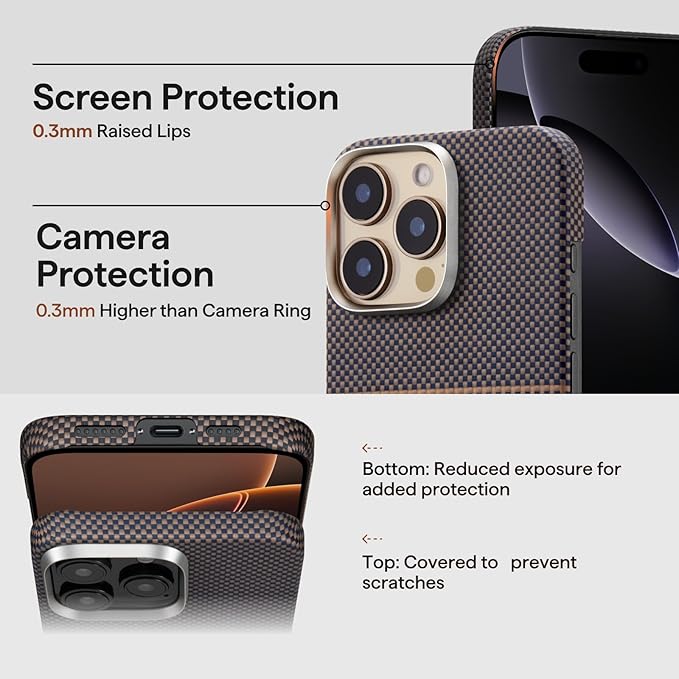 pitaka for iPhone 16 Pro Max Case Compatible with MagSafe, Thin & Light Case iPhone 16 Pro Max with a Caseless Feel, 1500D Aramid Fiber Woven [Tactile Woven-Sunset]
