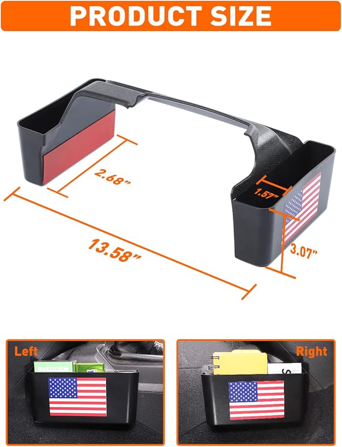 Savadicar GT-2 Shifter Storage Box, American Flag Gear Shift Tray, Center Console Organizer for 2018-2025 Jeep Wrangler JL JLU 4XE & Gladiator JT, Interior Accessories, Black,1 PC