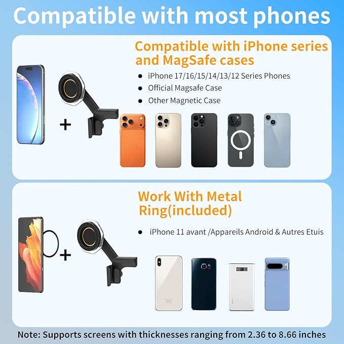 Magnetic Car Phone Mount for Tesla Model 3/Y,Car Dash Phone Holder, Magnetic Car Phone Mount Accessories, Phone Stand for iPhone 12 to 17 Series with MagSafe Compatibility