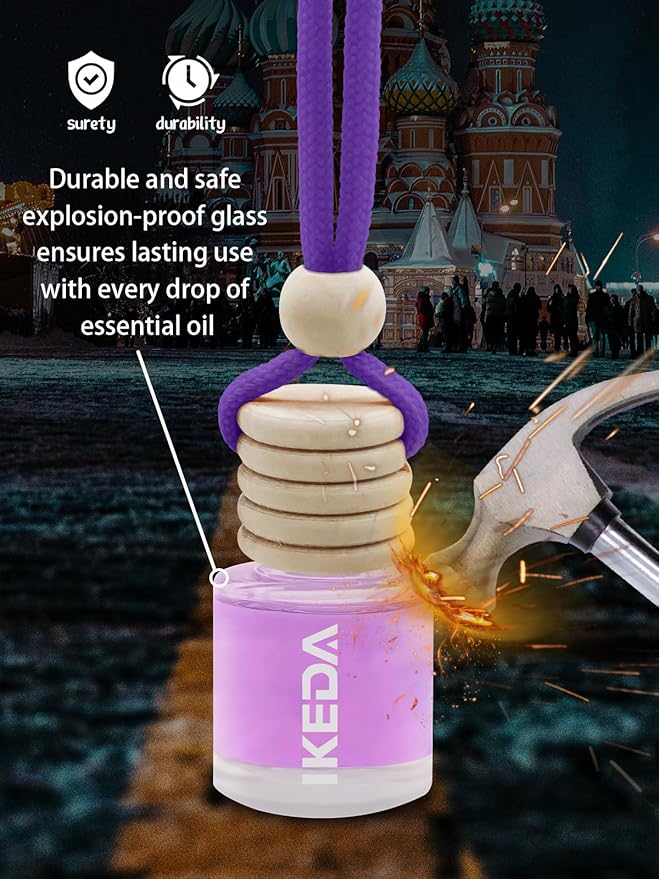 Ikeda Car Air Freshener: Hanging Car Smell Air Freshener | 10ml Hanging Car Perfume | Long Lasting Fragrance | Strong Scents Diffuser for Auto Home (Peach|Circular)