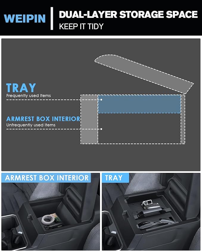 for 2Pcs Center Console Armrest Organizer Tray ABS Materials& Silicone Cup Holder Insert Compatible with 2025-2026 Toyota 4runner - 6th Gen 4Runner