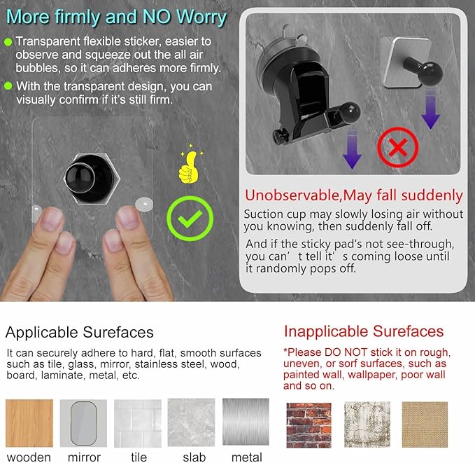 OCEANLOVE for MagSafe Wall Mount Magnetic Phone Holder, Self-Adhesive, 360 Rotatable, Waterproof, Compatible with iPhone 17/16/15/14/13/12,All Phones, Shower Mirror Car Glass Bathroom Kitchen(Black)