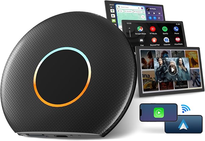 CB6 AI Box CarPlay Support for YouTube/TikTok, 2025 Wireless CarPlay Adapter with ChatGPT Assistant, Android 13,GPS Tracking, 4G LTE, Plug & Play, for Cars with Wired CarPlay/AA, 4G+64G, Black