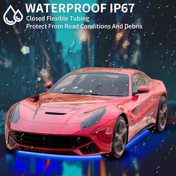 Neon Underglow Car Lights, 6PCs Dreamcolor Underglow Kit for Car with APP Control, 210 Color Modes and 255 Voice Control Modes, Waterproof LED Car Lights Exterior for Cars, Trucks, Boats