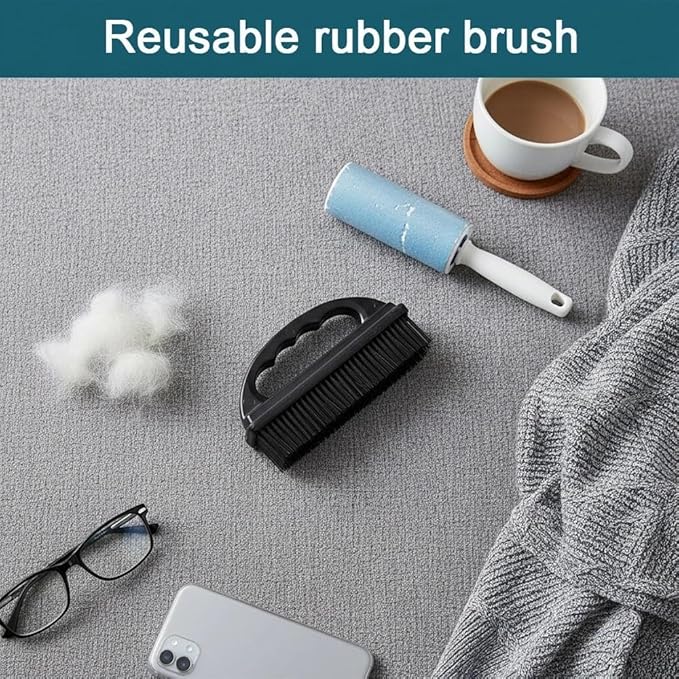 Rubber Pet Hair Removal Brush Lint & Cat Dog Hair Remover Brush Pet Silicone Lint and Debris Remover for Cleaning, Grooming, Home,Black