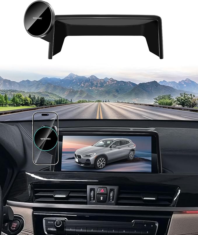 SKYLOTEC Phone Holder for BMW X1 2016-2022/X2 2018-2023 Accessories 10.25-Inch Screen Fixed Clip, Car Magnetic Phone Mount Compatible with MagSafe, Strong Magnets 15W Wireless Charger Cell Phone Base
