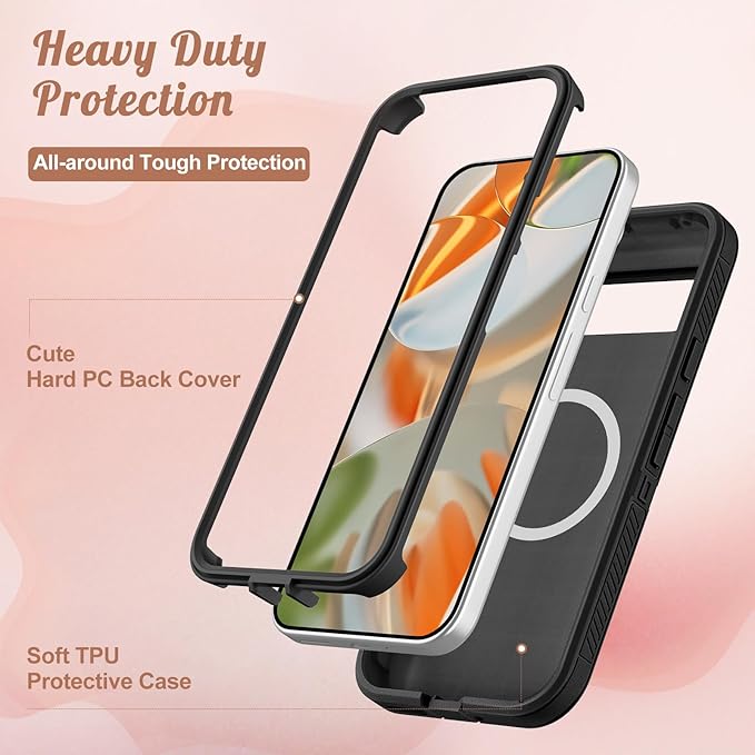 for Google Pixel 9 Pro XL Case - Compatible with MagSafe Women Cute Girls Magnetic Protective Cover Girly Kawaii Mushroom Design Heavy Duty Shockproof Phone Case for Pixel 9 Pro XL 6.8"