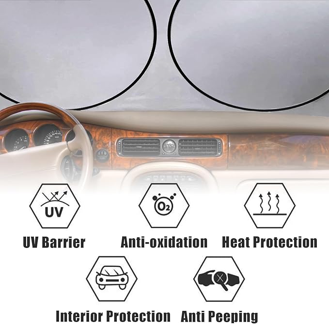 American Flag Car Windshield Sun Shade Foldable Sunshade Front Window Cover Sun Visor Protector Accessories (59x27.5 inches)