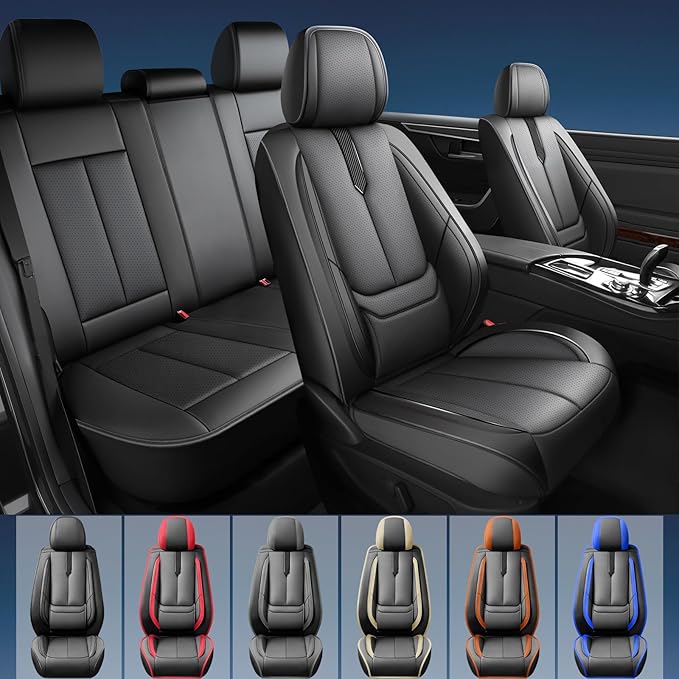 Fit Crosstrek Car Seat Covers for Subaru Crosstrek 2016-2025 2026 -Upgraded Premium Waterproof & Breathable Leather, Airbag Compatible, All-Weather Seat Cushion Protector,2 Front/Black