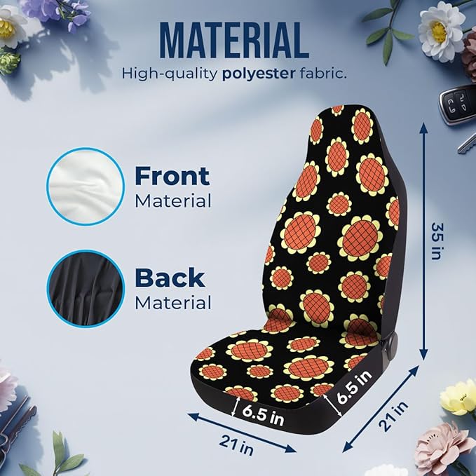 GENANY Sunflower Pattern Car Seat Covers Set of 2, Breathable Front Seat Covers for Truck Sedan SUV, Anime Car Accessories, Anime Gift for Women Men