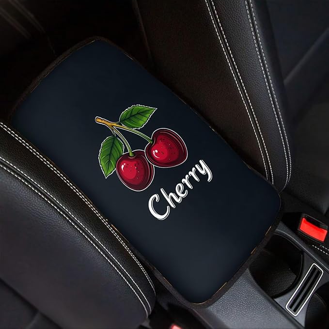 Dreaweet Car Center Console Cover Cute Cherry Car Accessories Arm Rest Cover Pad Comfort Anti-Scratch Middle Console Cover Universal Fits for SUV Trucks Sedan