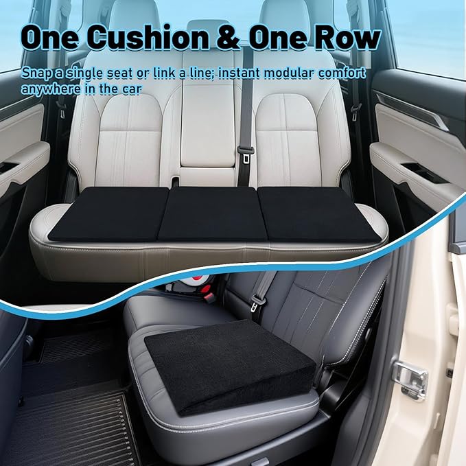 Car Seat Wedge Cushion 3Pcs, Comfortable Car Back Seat Gap Filler to Level Car Backseat, Automotive Foam Wedge Pad for Travel Truck Camping Office & Napping, Black