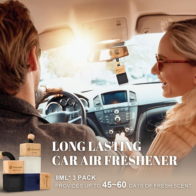 Car Air Freshener Hanging 3 Pack - 1 Way, Dream On, Cabana Hotel Collection Diffuser Oil Inspired The One Hotel, Car Fresheners for Women & Men, 45+ days Long Lasting, 0.27 FL OZ/8ML