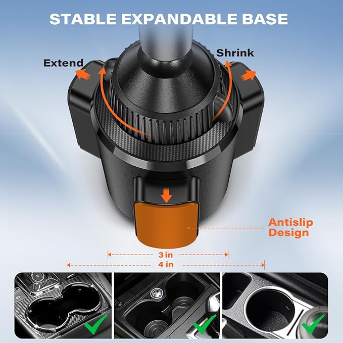 A2C for Magsafe Car Mount Charger, QI2 15W Wireless Fast Charging Cup Holder Phone Charger - Dual Cooling System, Aluminum Alloy Tri-Pivot Arm, 18 N54 Strong Magnets for iPhone 17/16/15/14/13/12 Only