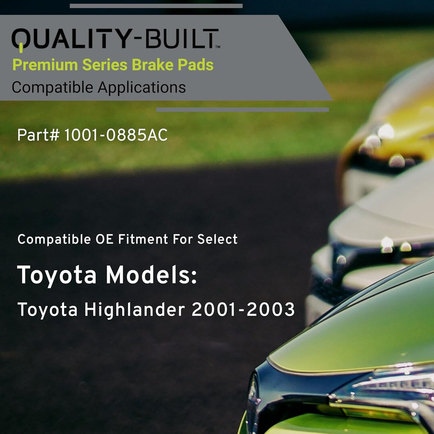 Premium Ceramic Rear Brake Pads (1001-0885AC) Compatible with Toyota Highlander 2001-2003