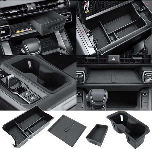 (4PCS) 2026 R AV4 Center Console Organizer for 2026 Toyota R AV4 (6th Gen) Wireless Charging Pad Mat & Wireless Charger Drawer & Armrest Box & Center Console Cup Holder 2026 R AV4 Interior Accessories