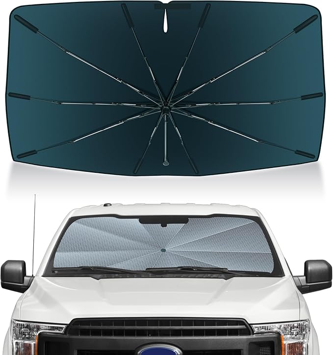 Autorder Windshield Sun Shade Umbrella for 2015-2020 Ford F-150 F150 Accessories,Upgraded Ice Crystal Material,Easy Setup Umbrella Sunshade for Car Windshield,100% Sun Blocking